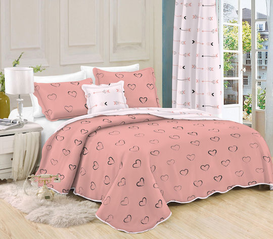 Viopros Kids Single Quilt Set with Pillowcase Pink 160x240cm