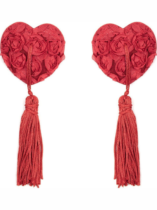 Naughty Toys Heart With Roses Nipple Covers Κόκκινα