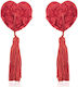 Naughty Toys Heart With Roses Nipple Covers Κόκκινα