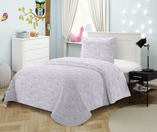 Viopros Kids Single Quilt Set with Pillowcase Pink 160x240cm