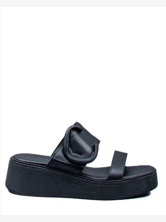 Anatomic Women's Leather Platform Wedge Sandals Black
