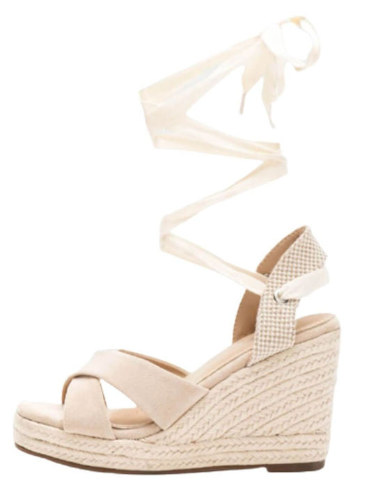 Lace Up Espadrille Platforms with Crisscross Straps