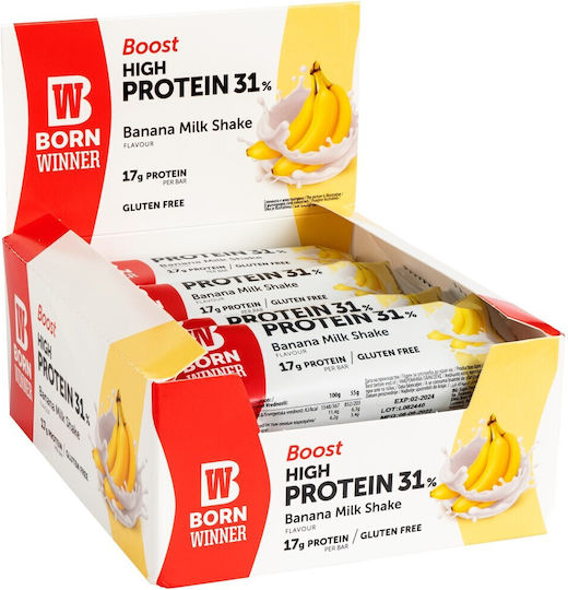 Born Winner Boost High Protein Блокчета с 31% Протеин & Вкус Banana Milkshake 12x55гр