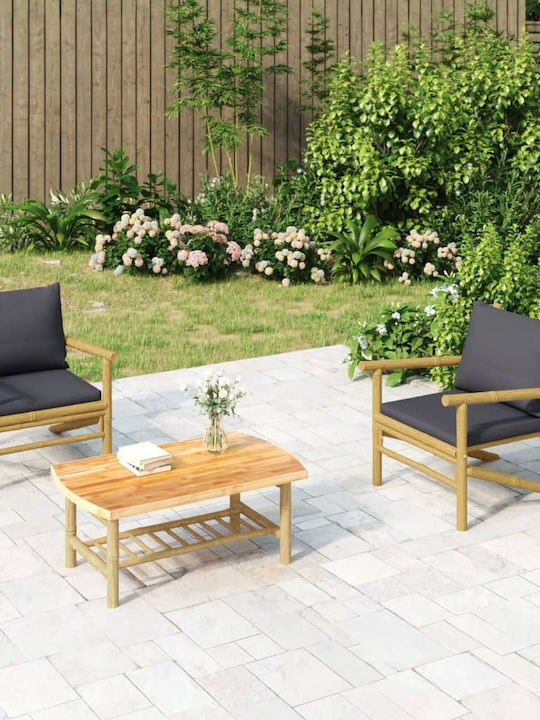 Garten- und Terrassentisch für Kleine Außenräume aus Bambus 90x55x37cm