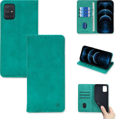 Sonique Vintage Magnet Synthetic Leather / Plastic / Silicone Book Turquoise (Galaxy A71)