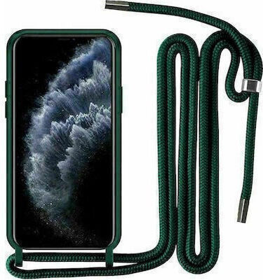 Borofone Silikon Umschlag Rückseite mit Grünem Nackenriemen für iPhone X / Xs