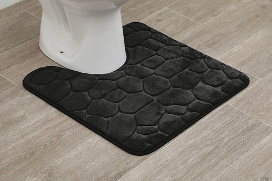 Πατάκι Μπάνιου Microfiber Λεκάνης AT00012491 Μαύρο 50x50εκ.