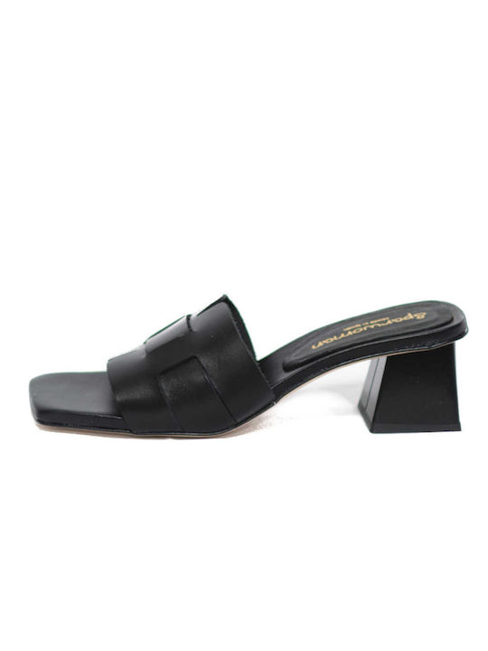 Sparwoman Mules negre cu toc mediu