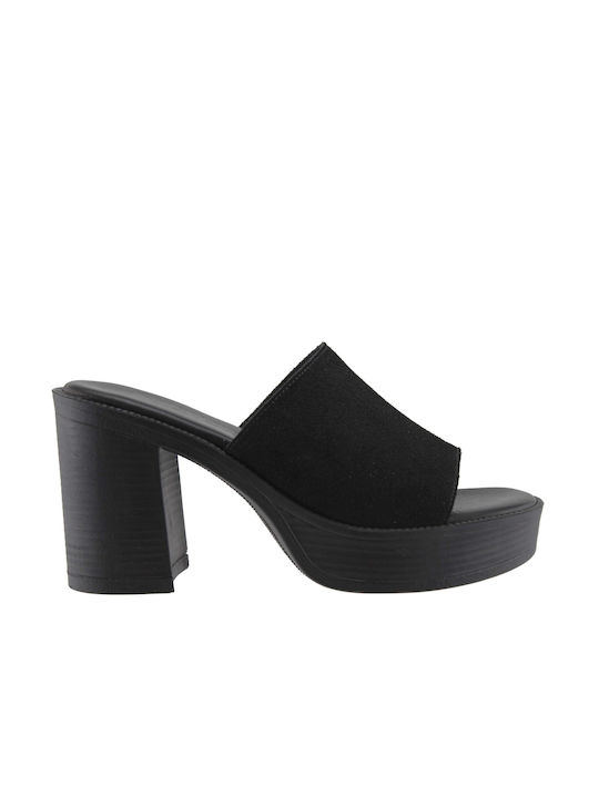 Milanos Mules pentru femei din piele 502 Black Suede