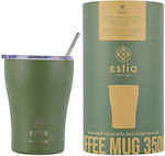Estia Coffee Mug Save The Aegean Glass Thermos Stainless Steel BPA Free Forest Spirit 350ml with Straw