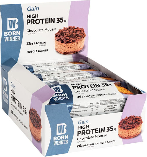 Born Winner Gain High Protein Блокчета с 35% Протеин & Вкус Chocolate Mousse 12x75гр