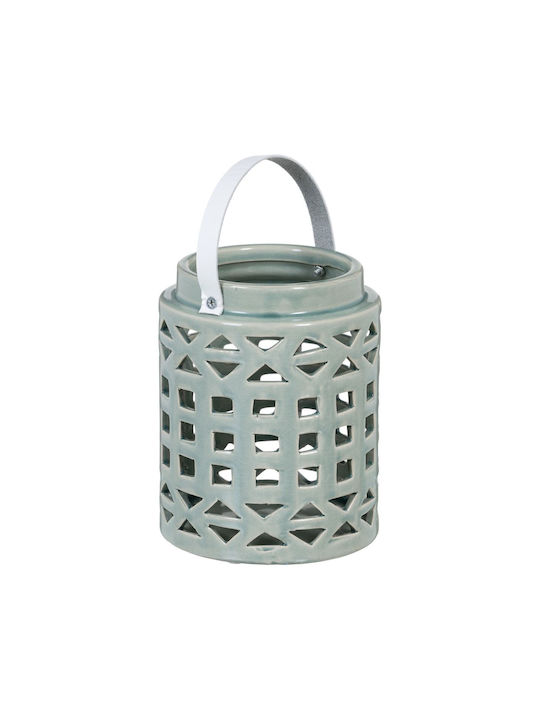 BigBuy Ceramic Lantern Green 14.5x14.5x18cm