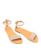 Leather Women's Flat Sandals with Strap in White Color