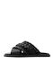 Leder Flache Sandalen für Damen in Schwarz Farbe