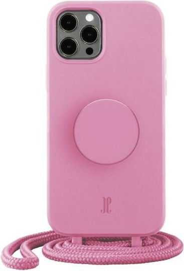 Just Elegance PopGrip Back Cover Σιλικόνης Ροζ (iPhone 12 / 12 Pro)