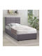 Kingston Bett Einzelbett Mit Stoff bezogen Gray Stauraum & Latten für Matratze 100x200cm