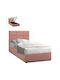 Kingston Κρεβάτι Μονό Ροζ με Αποθηκευτικό Χώρο & Τάβλες 100x200cm