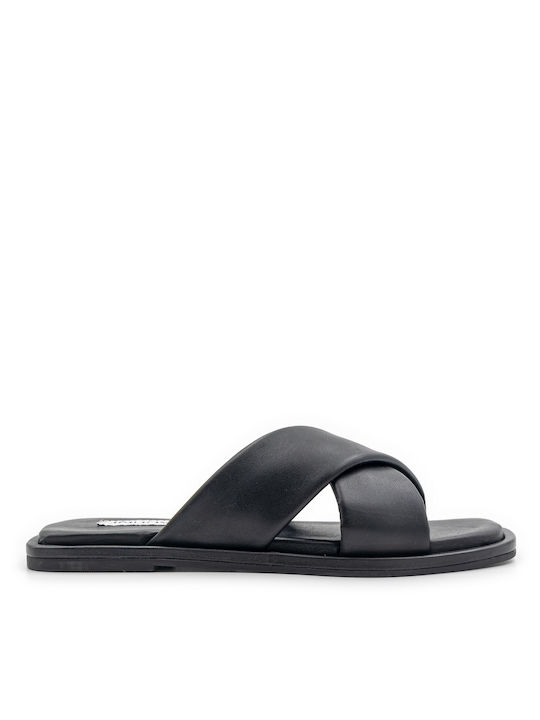 Inuovo Leather Women's Flat Sandals in Black Color