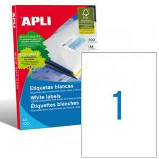Apli 100τμχ Αυτοκόλλητες Ετικέτες σε Λευκό Χρώμα