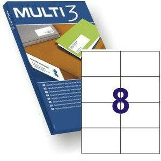 Multi 3 80τμχ Αυτοκόλλητες Ετικέτες σε Λευκό Χρώμα 105x74mm