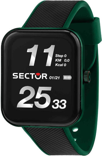 Sector S03 Pro Light Smartwatch με Παλμογράφο (Black/Green)
