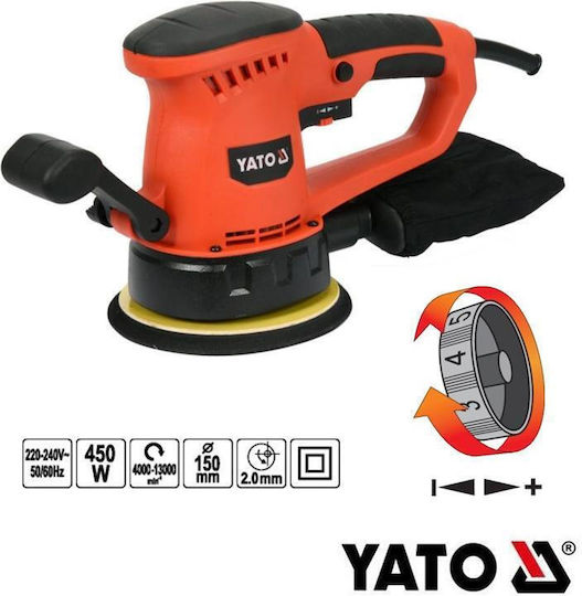 Yato YT-82207 Έκκεντρο Τριβείο 150mm Ρεύματος 550W με Ρύθμιση Ταχύτητας και με Σύστημα Αναρρόφησης