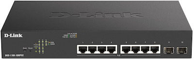 D-Link DGS-1100-10MPV2 Managed L2 PoE+ Switch με 8 Θύρες Gigabit (1Gbps) Ethernet και 2 SFP Θύρες