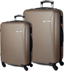 Cardinal Travel Suitcases Hard Champagne Maximum Height 60cm with 4 Wheels Set of 2pcs