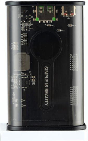 XO PB305 Power Bank 10000mAh με Θύρα USB-A και Θύρα USB-C Quick Charge Διάφανο
