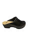 Boxer Damen Leder Anatomisch Clogs Schwarz