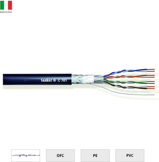 Tasker SF/UTP Cat.5e (Gigabit) Καλώδιο Δικτύου Ethernet χωρίς ακροδέκτες 100m Μπλε