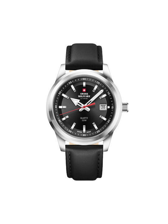 Swiss Military by Chrono Watch Battery with Black Leather Strap