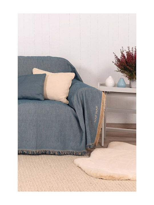 Naf Naf 358-154 Three-Seater Sofa Throw Chenille 180x300cm Denim