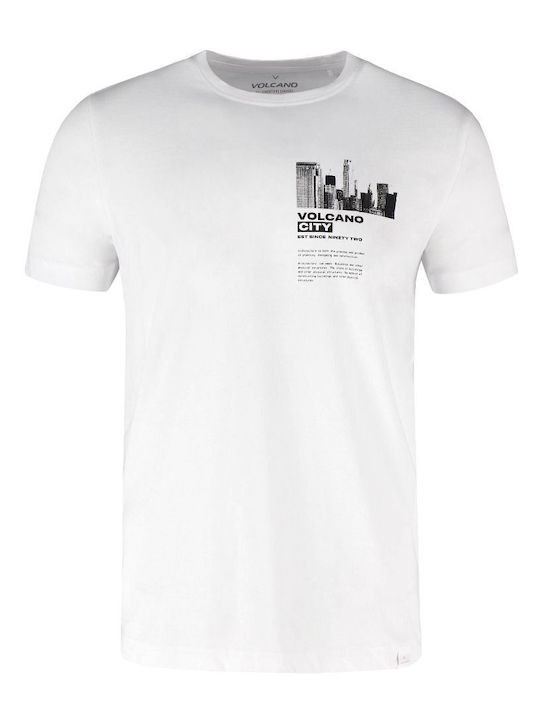 Volcano T-LUMINARY Bedrucktes Herren-T-Shirt - Weiß