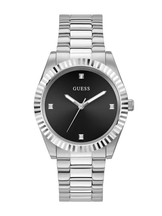 Guess Ανδρικό Ρολόι 42mm Μπαταρίας με Ασημί Μεταλλικό Μπρασελέ