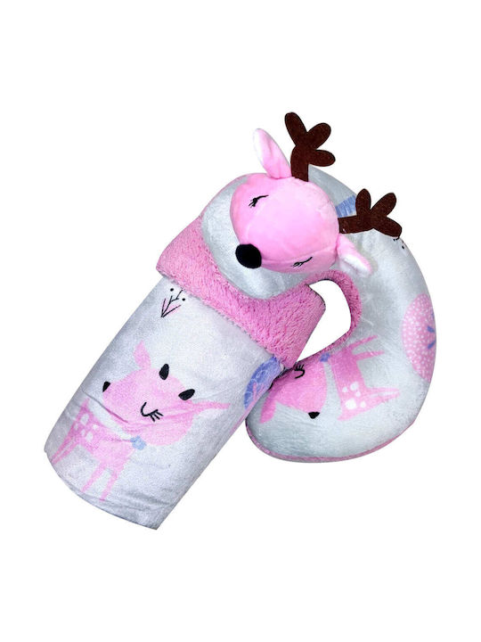 Morven Pătură Pepinieră Swaddling pături Set cu pernă pentru gât Fleece Roz 70x100cm