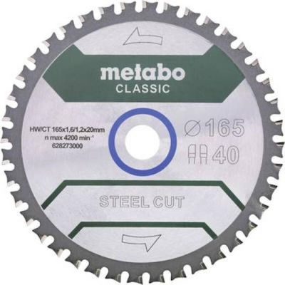 Metabo 628273000 Δίσκος Κοπής Μετάλλου 165mm με 40 Δόντια