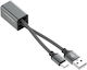 Ldnio Braided / Retractable USB 2.0 Cable USB-C male - USB-A male Gray 0.25m