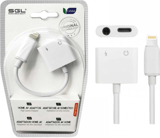 SGL T58 Μετατροπέας Lightning male σε 3.5mm / Lightning female Λευκό