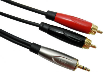 Schulz Kabel Καλώδιο Ήχου 3.5mm male - 2x RCA male Μαύρο 2m GEZ2