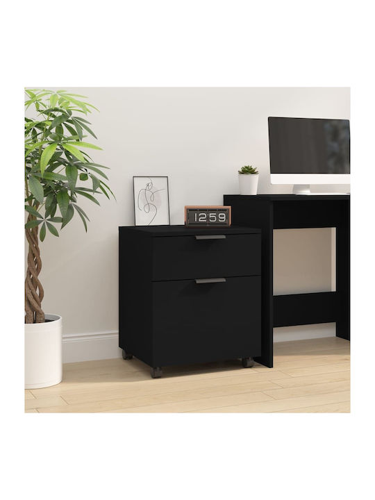 Αρχείων Office Storage Chipboard Cabinet with Wheels Black L45xW38xH54cm