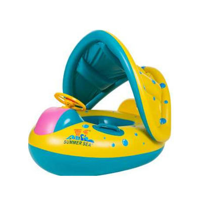 Vesta pentru copii Swimtrainer de copii cu diametrul de 85cm și parasolar pentru 3 ani și peste Galben