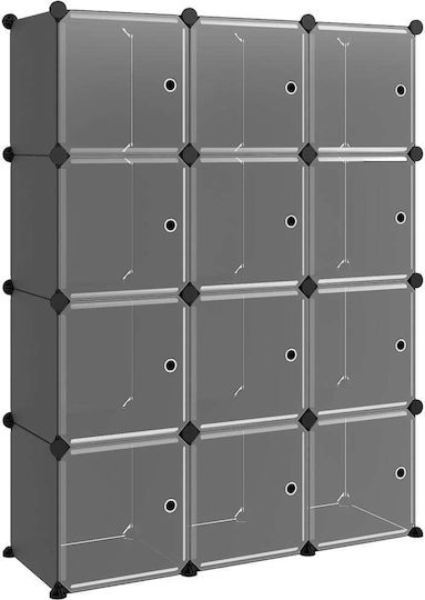 vidaXL Пластмасова Кутия За Съхранение С Капак Черна 94.5x31.5x124см 12 Бройки