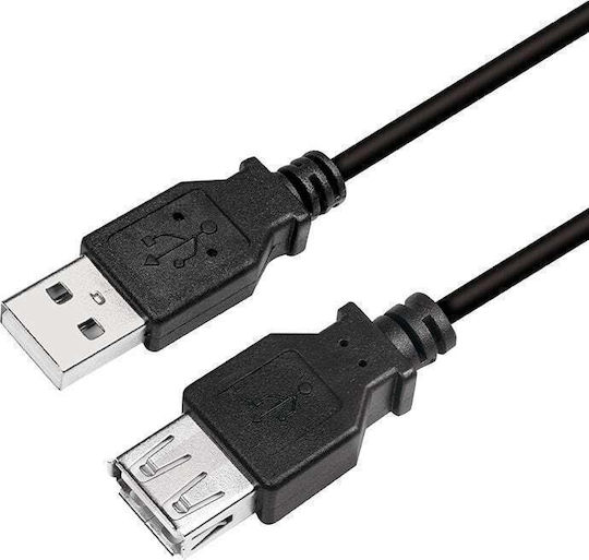LogiLink USB 2.0 Кабел USB-A мъжки - USB-A женски Черен 2м CU0010B
