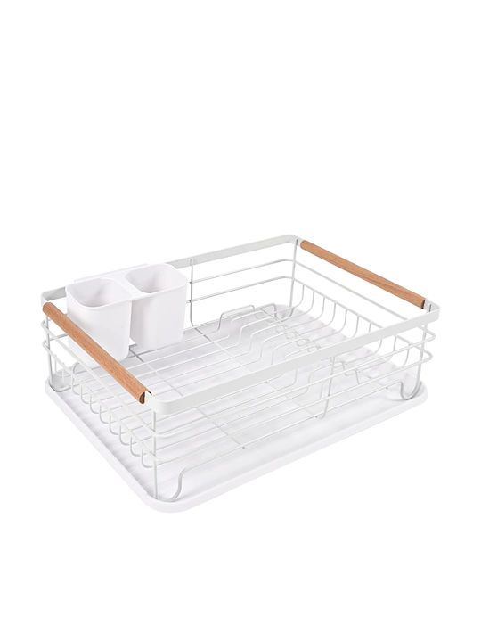 Dish Drainer Metallic in White Color 43x32x14cm