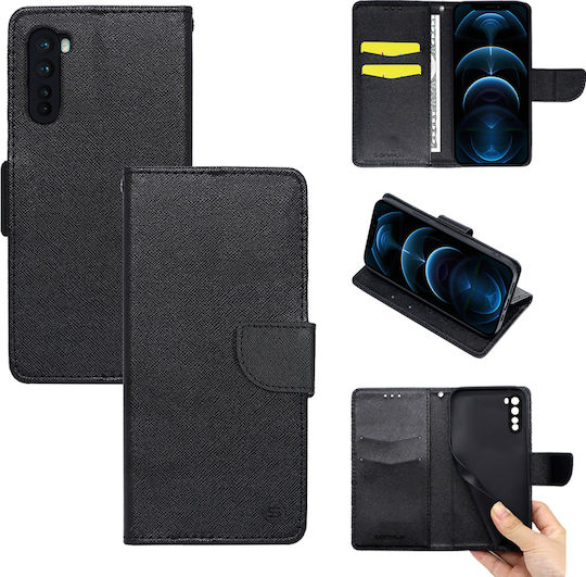 Sonique Trend Book Δερματίνης / Σιλικόνης Μαύρο (OnePlus Nord)