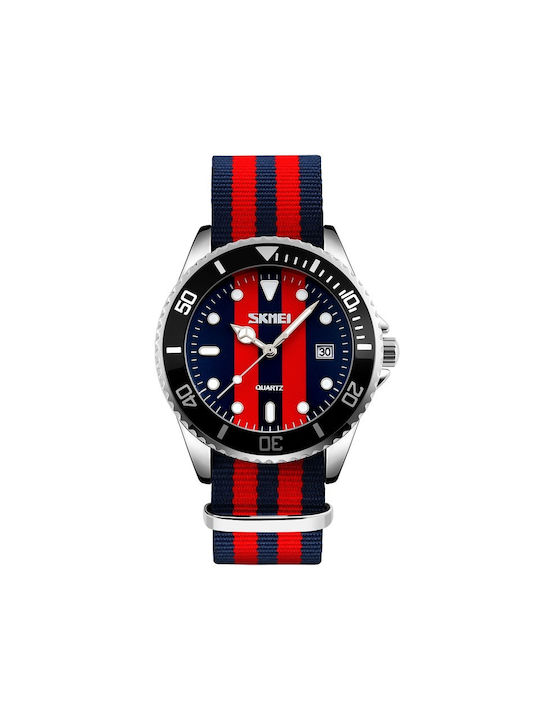 Skmei Watch Battery with Fabric Strap Blue/Red2