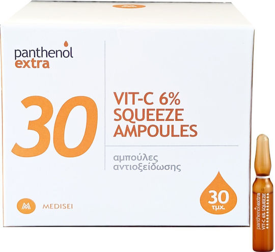 Panthenol Extra Vit-C 6% Squeeze Serum Hidratant și Anti-îmbătrânire pentru Față cu Vitamina C pentru Detoxifiere și Strălucire 30x2ml