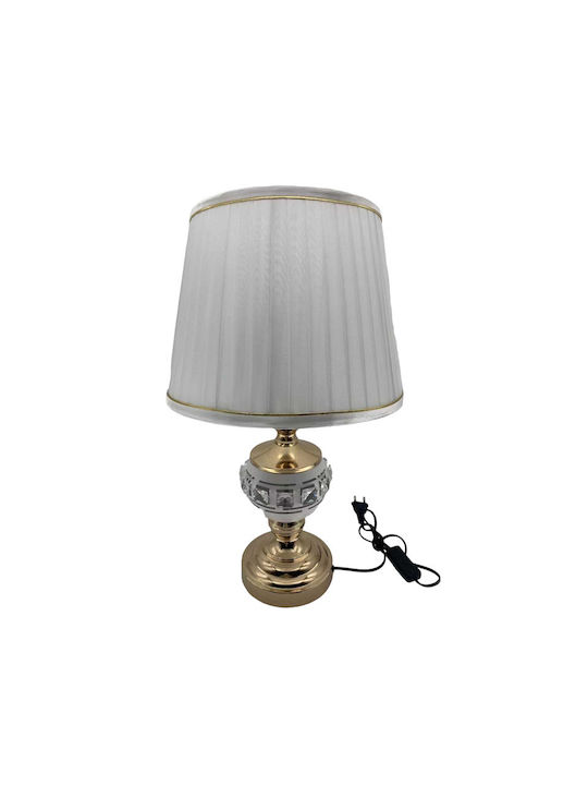 8156 - 113200 Metall Tischlampe für E27 Fassung mit Gray Schirm und Gold Fuß