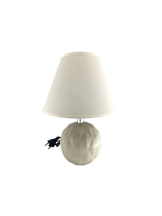 W008 - 113453 Ceramică Lampă de masă pentru Soclu E27 cu Umbrelă și Bază Alb